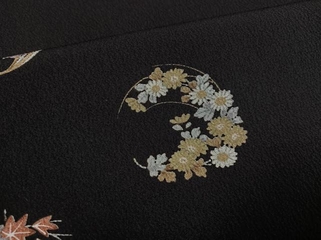 平和屋着物●洗える最高級着物　＜英＞はなぶさ謹製　小紋　草花文　黒地　AABG6507ph_5