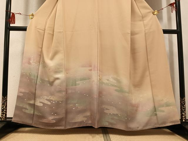 平和屋着物●訪問着　刺繍　霞草花文　暈し染め　金銀糸　丹後ちりめん　正絹　逸品　AABG6518ph_2