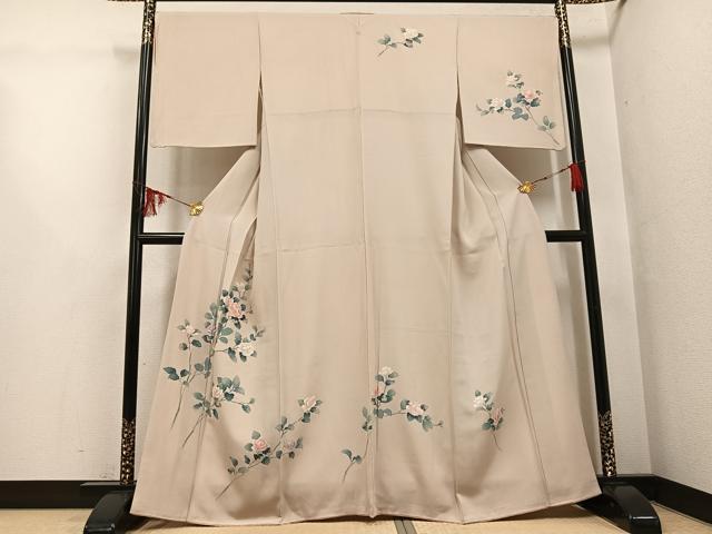 平和屋着物●訪問着　友禅　枝花文　正絹　逸品　AABG6555ph