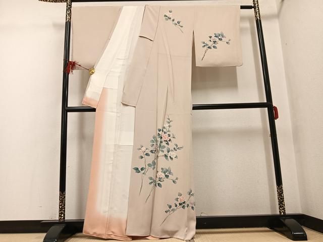 平和屋着物●訪問着　友禅　枝花文　正絹　逸品　AABG6555ph_1