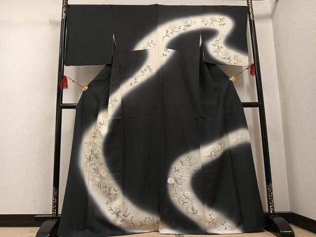 平和屋着物●訪問着　手描き　更紗唐草文　暈し染め　正絹　逸品　AABG6558ph 平和屋着物○訪問着 手描き 更紗唐草文 暈し染め 正絹 逸品 AABG6558ph