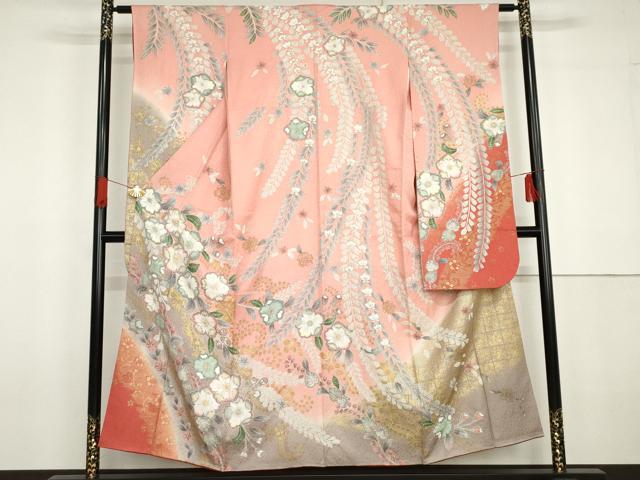平和屋着物○豪華振袖 辻が花 暈し染め 金彩 銀通し地 正絹 逸品 