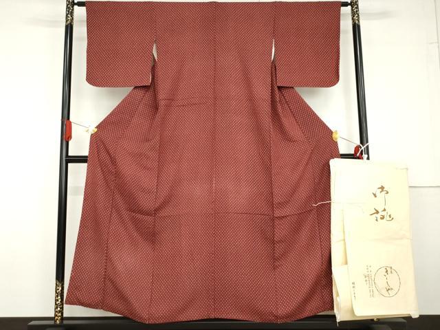平和屋着物●銀座きしや　小紋　鹿の子にあられ　たとう紙付き　正絹　逸品　AABG6596cs 平和屋着物○銀座きしや 小紋 鹿の子にあられ たとう紙付き 正絹 逸品