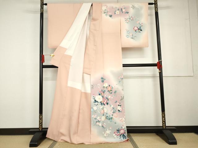 平和屋着物●訪問着　友禅　枝花文　暈し染め　正絹　逸品　AABG6616cs_1
