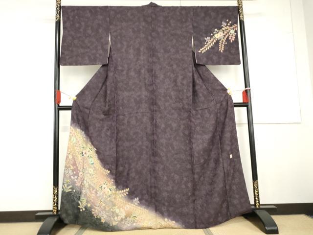 平和屋着物●伝統工芸士　寺谷昇　訪問着　絞り　辻が花　暈し染め　金彩　金通し地　正絹　逸品　AABG6618cs