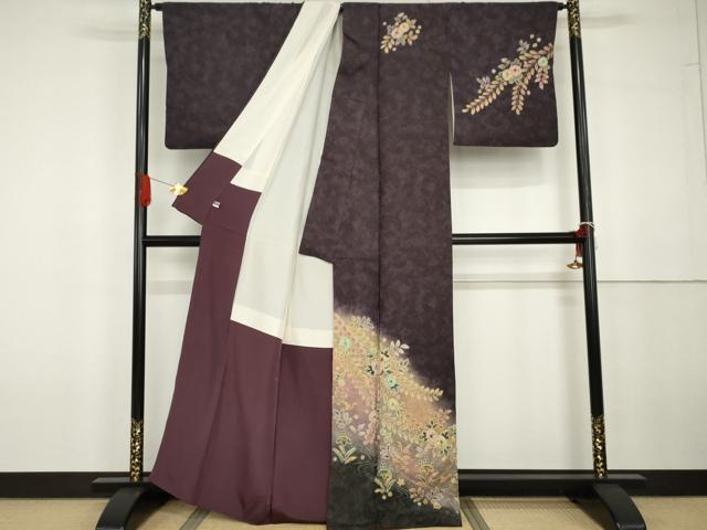 平和屋着物●伝統工芸士　寺谷昇　訪問着　絞り　辻が花　暈し染め　金彩　金通し地　正絹　逸品　AABG6618cs_1