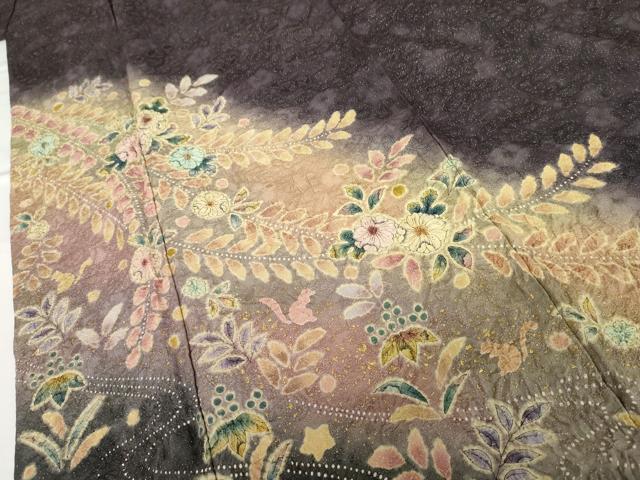 平和屋着物●伝統工芸士　寺谷昇　訪問着　絞り　辻が花　暈し染め　金彩　金通し地　正絹　逸品　AABG6618cs_3