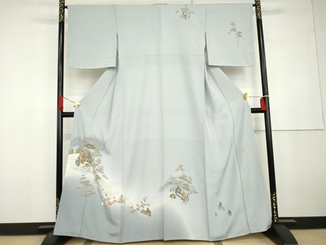 平和屋着物●訪問着　友禅　作家物　風景梅松文　暈し染め　正絹　逸品　AABG6640cs 平和屋着物○訪問着 友禅 作家物 風景梅松文 暈し染め 正絹 逸品