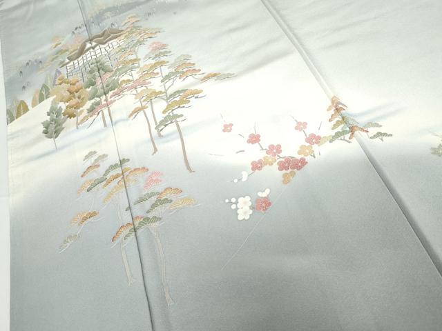平和屋着物●訪問着　友禅　作家物　風景梅松文　暈し染め　正絹　逸品　AABG6640cs 平和屋着物○訪問着 友禅 作家物 風景梅松文 暈し染め 正絹 逸品