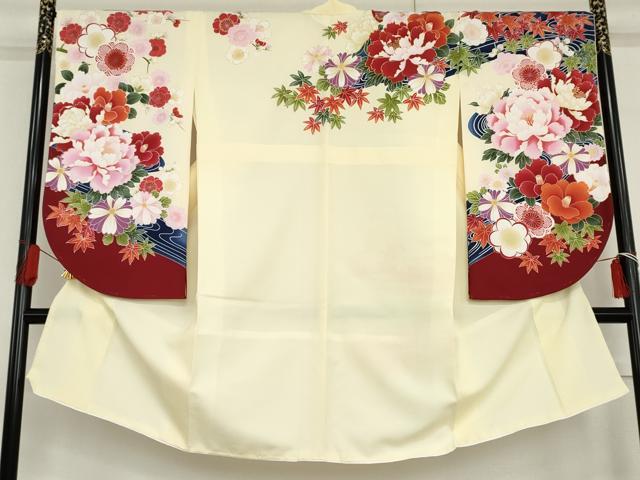 平和屋着物●小振袖　二尺袖　流水草花文　金彩　洗える着物　未使用　AABG6677cs 18,720円