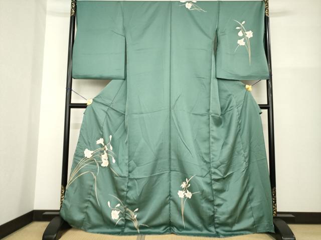 平和屋着物○訪問着 百合 ユリ 金彩 丹後ちりめん 仮絵羽 正絹 逸品 未 
