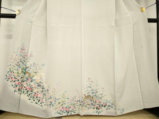 平和屋着物●訪問着　友禅　作家物　花鳥文　暈し染め　正絹　逸品　AABG6962ck_2