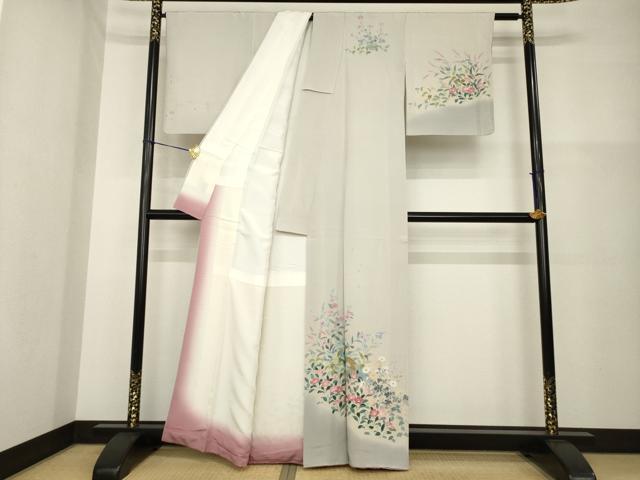 平和屋着物●訪問着　友禅　作家物　花鳥文　暈し染め　正絹　逸品　AABG6962ck_1