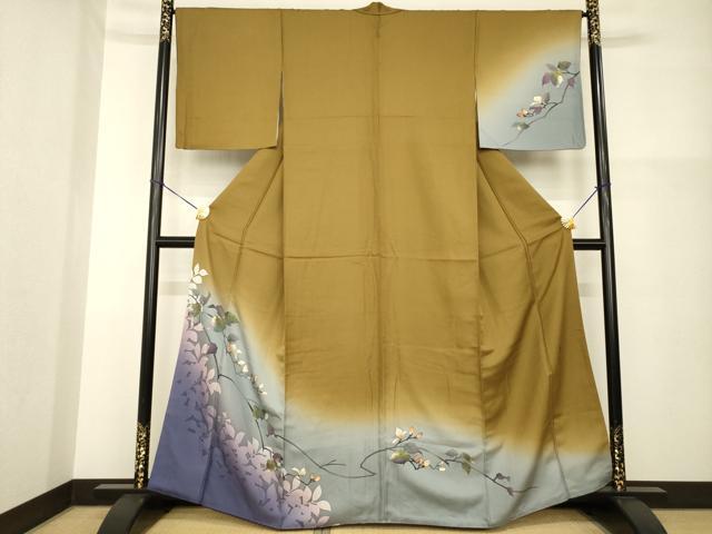 平和屋着物●染色作家　津室朱光　訪問着　枝つぼみ　暈し染め　正絹　逸品　AABG6963ck