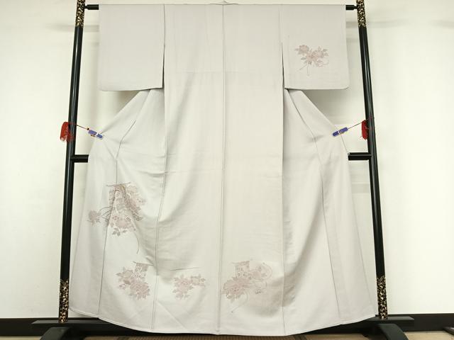平和屋着物▽中国三大刺繍　汕頭刺繍　スワトウ刺繍　訪問着　単衣　几帳花文　正絹　逸品　AABG7034jh