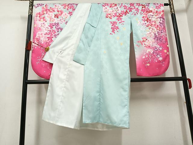 平和屋着物●小振袖　二尺袖　刺繍　草花文　洗える着物　AABG7086ph_1