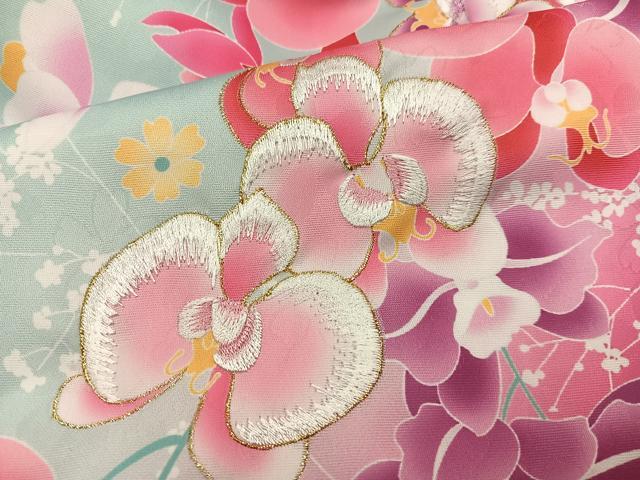 平和屋着物●小振袖　二尺袖　刺繍　草花文　洗える着物　AABG7086ph_5