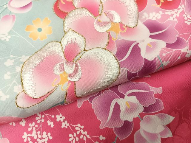 平和屋着物●小振袖　二尺袖　刺繍　草花文　洗える着物　AABG7086ph_4