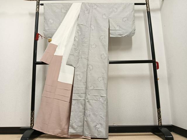 平和屋着物●本場大島紬　白大島　更紗唐草文　正絹　逸品　AABG7117ph_2