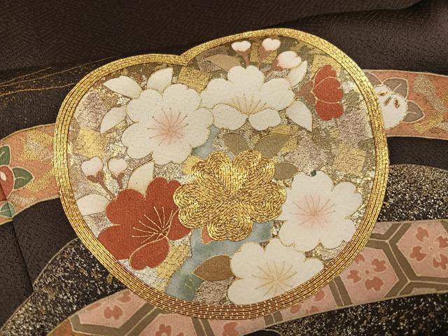 平和屋着物●色留訪問着　駒刺繍　群れ鶴草花文　金彩　丹後ちりめん　仮絵羽　正絹　逸品　未使用　AABG7137ph_6