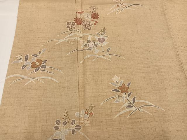 平和屋着物●訪問着　友禅　紬地　草花文　金彩　正絹　逸品　AABG7138ph_3