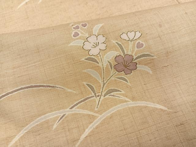 平和屋着物●訪問着　友禅　紬地　草花文　金彩　正絹　逸品　AABG7138ph_5