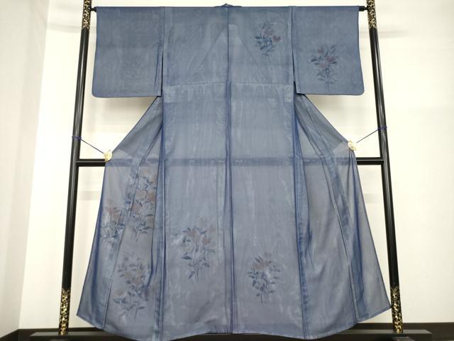平和屋着物▽訪問着　単衣　紗袷　紗×絽　手描き　草花文　正絹　逸品　AABG7239ck
