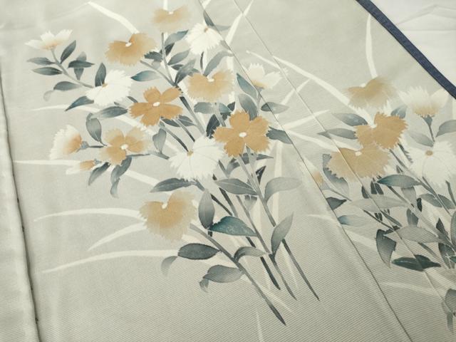 平和屋着物▽訪問着　単衣　紗袷　紗×絽　手描き　草花文　正絹　逸品　AABG7239ck_6