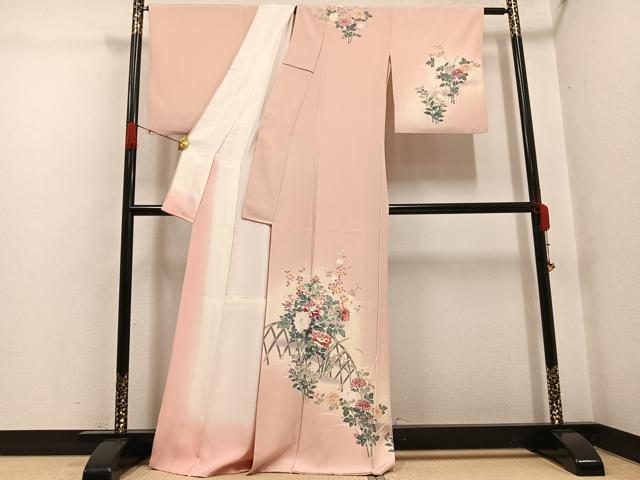 平和屋着物●訪問着　友禅　作家物　枝花文　正絹　逸品　AABG7335ph_1