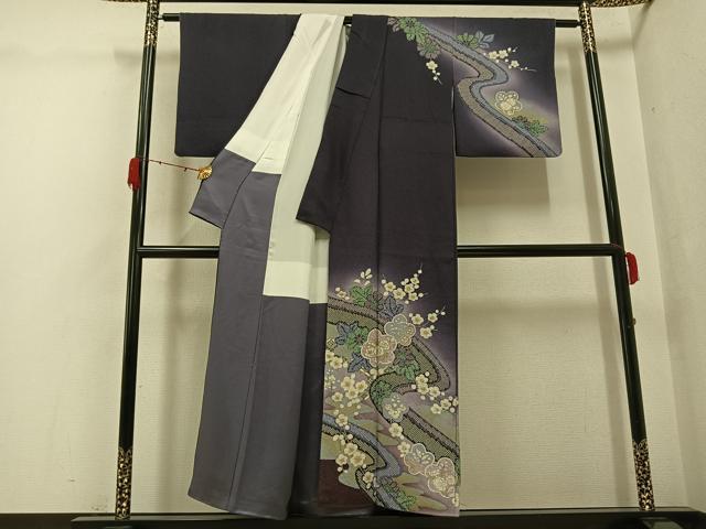 平和屋着物●訪問着　流水梅文　暈し染め　正絹　逸品　AABG7348ph_1