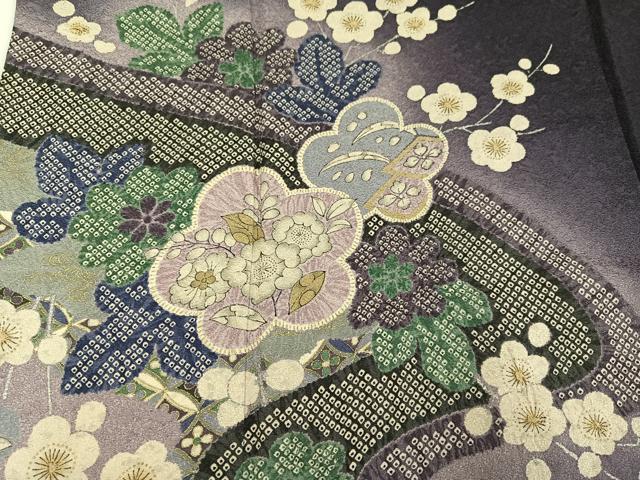 平和屋着物●訪問着　流水梅文　暈し染め　正絹　逸品　AABG7348ph_3