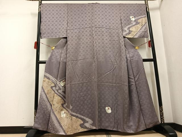 平和屋着物●訪問着　絞り　刺繍　草花文　金彩　鈴乃屋扱い　正絹　逸品　未使用　AABG7357ph