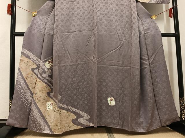 平和屋着物●訪問着　絞り　刺繍　草花文　金彩　鈴乃屋扱い　正絹　逸品　未使用　AABG7357ph_2