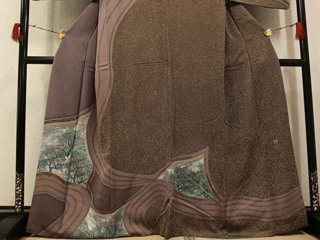 平和屋着物●染織界の匠　村松祥三　訪問着　樹林文　正絹　逸品　AABG7359ph_2