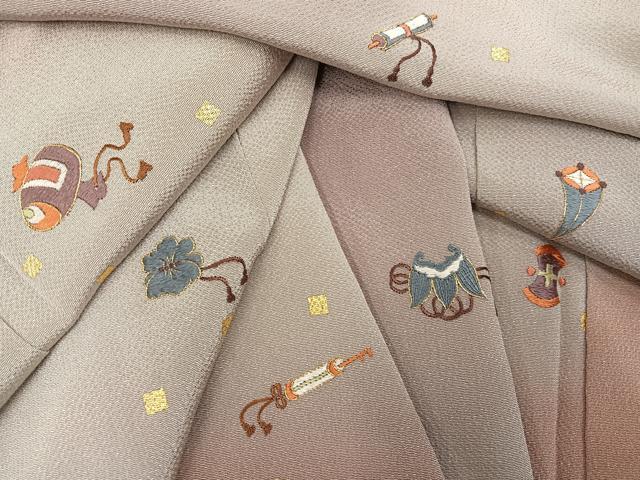 平和屋着物●訪問着　刺繍　宝尽くし　暈し染め　鬼しぼ縮緬　正絹　逸品　AABG7360ph_7