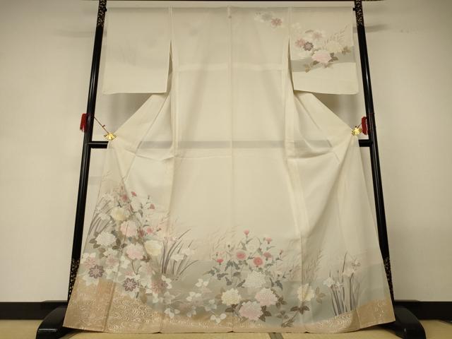 平和屋着物＊夏物　訪問着　絽　紫陽花　銀彩　ロング丈　正絹　逸品　AABG7377jd
