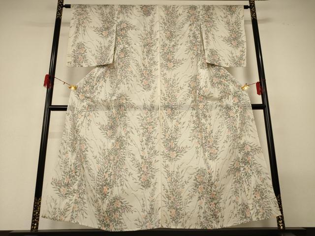 平和屋着物＊夏物　小千谷ちぢみ　草花文　麻　逸品　AABG7422jd_1