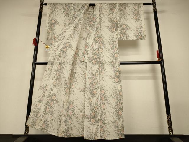 平和屋着物＊夏物　小千谷ちぢみ　草花文　麻　逸品　AABG7422jd_2