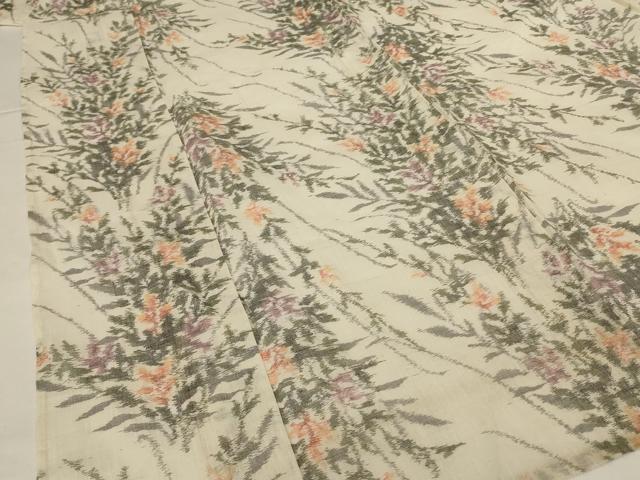 平和屋着物＊夏物　小千谷ちぢみ　草花文　麻　逸品　AABG7422jd_3