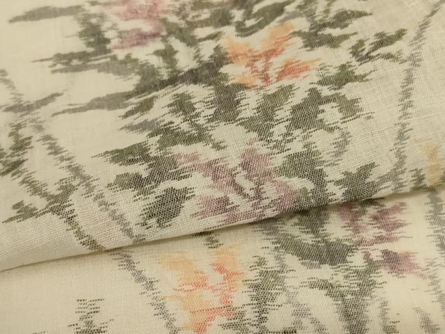 平和屋着物＊夏物　小千谷ちぢみ　草花文　麻　逸品　AABG7422jd_4