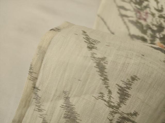 平和屋着物＊夏物　小千谷ちぢみ　草花文　麻　逸品　AABG7422jd_6