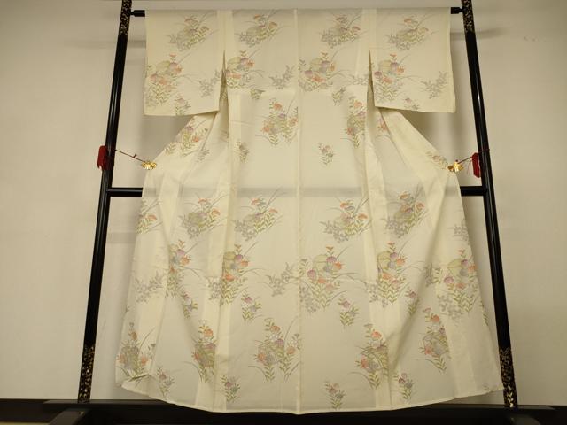 平和屋着物＊夏物　訪問着　絽　花籠文　正絹　逸品　AABG7439jd_1