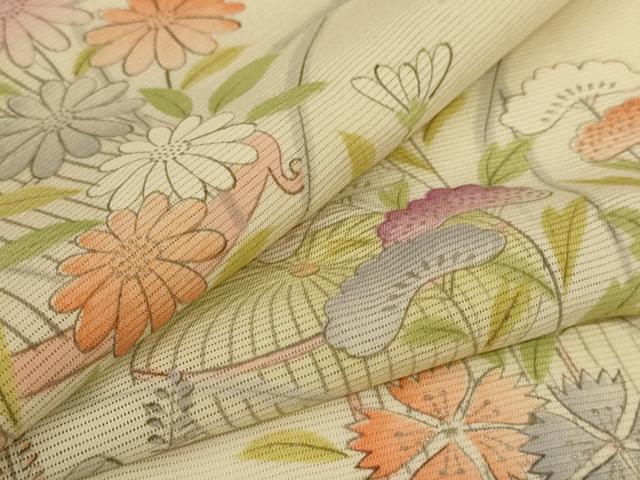 平和屋着物＊夏物　訪問着　絽　花籠文　正絹　逸品　AABG7439jd