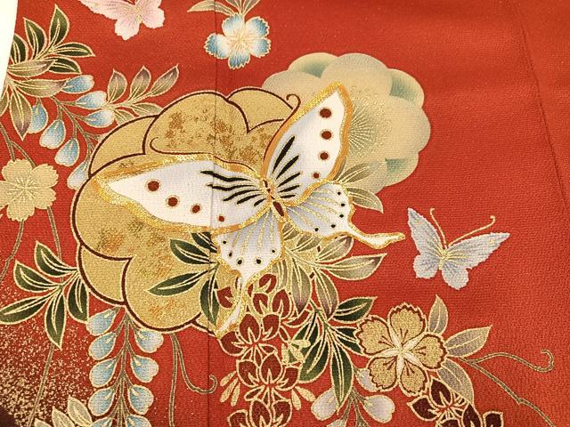 平和屋着物○豪華振袖 花蝶文 暈し染め 金彩 正絹 逸品 AABG7526ph