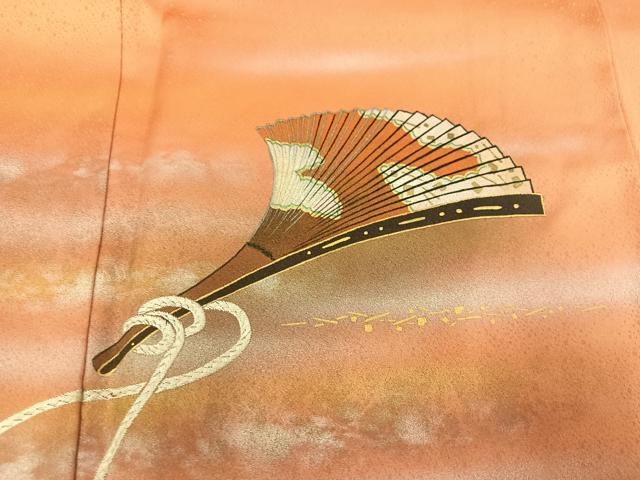 平和屋着物●人間国宝　福田喜三郎　訪問着　刺繍　扇文　暈し染め　金彩　正絹　逸品　AABG7539ph_3