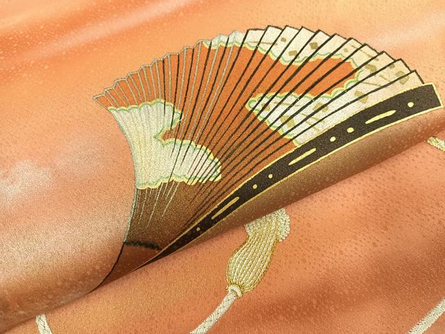 平和屋着物●人間国宝　福田喜三郎　訪問着　刺繍　扇文　暈し染め　金彩　正絹　逸品　AABG7539ph_4