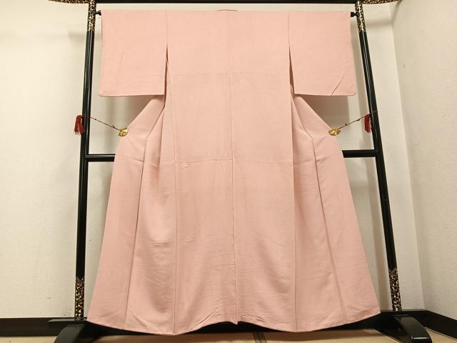 平和屋着物●上質な色無地　流水地紋　洗柿色　正絹　逸品　AABG7544ph
