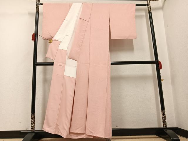 平和屋着物●上質な色無地　流水地紋　洗柿色　正絹　逸品　AABG7544ph