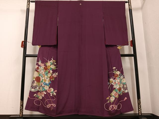 平和屋着物○アンティーク 大正ロマン 色留袖 花車文 金彩 正絹 逸品