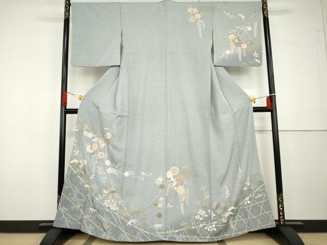 平和屋着物●訪問着　冊子花文　金彩　正絹　逸品　AABG7825cs